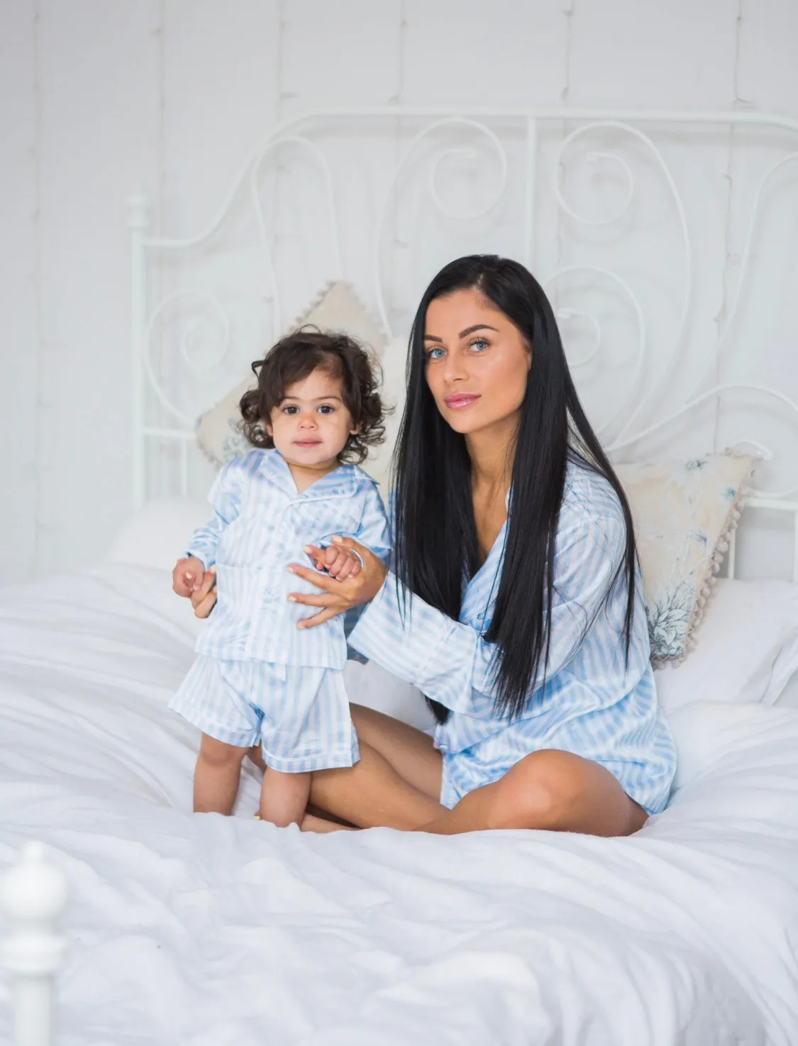 Blue satin striped pyjamas - CHILD