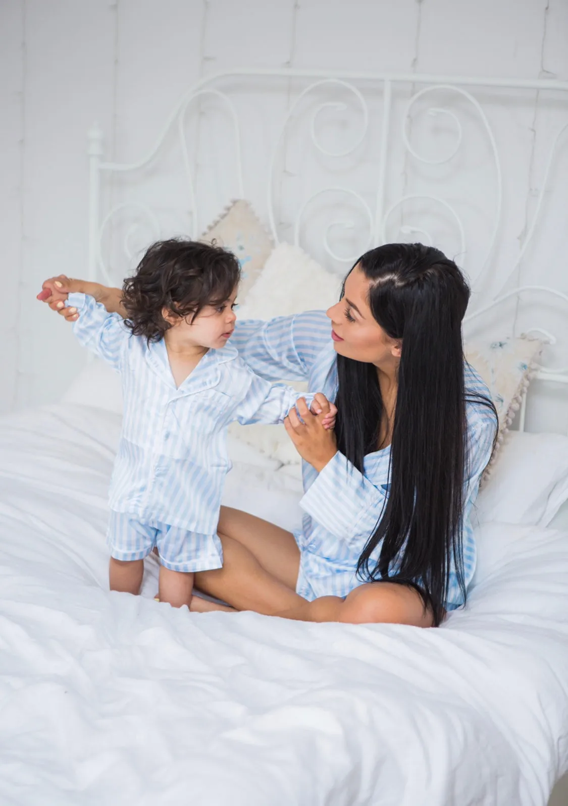 Blue satin striped pyjamas - CHILD