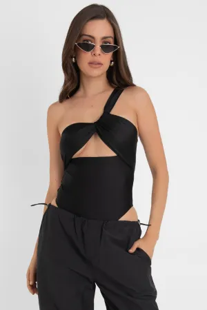 Body de tirante diagonal escote con nudo