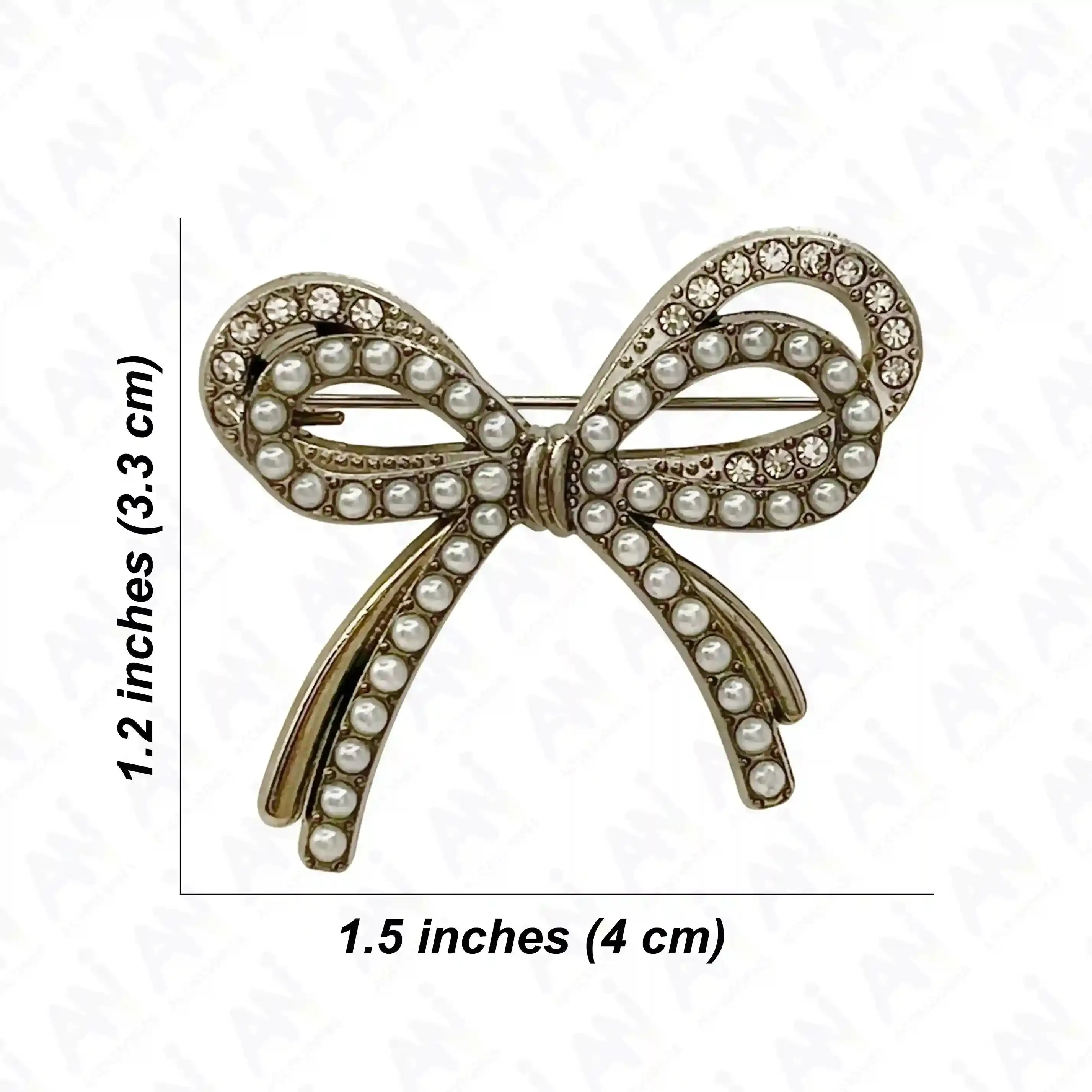 Bow Pearl Rhinestone Brooch for Women's Fashion