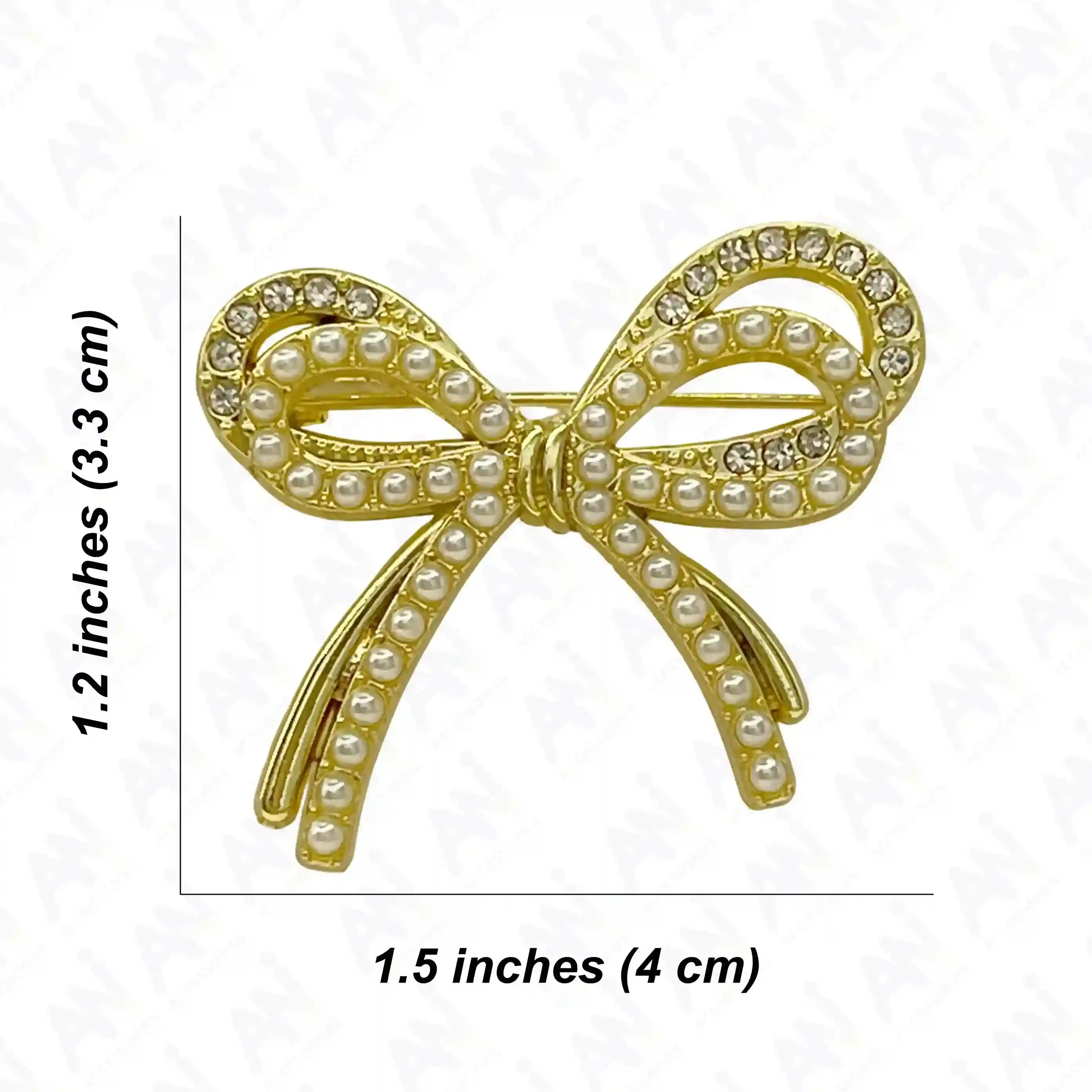Bow Pearl Rhinestone Brooch for Women's Fashion