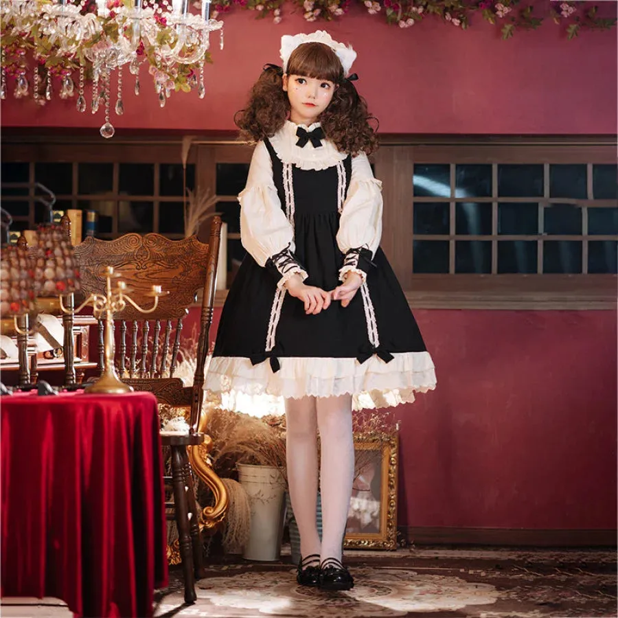 Bride Lolita Dress Kawaii Princess Dress Lolita Skirt Full Set for Kid Girl