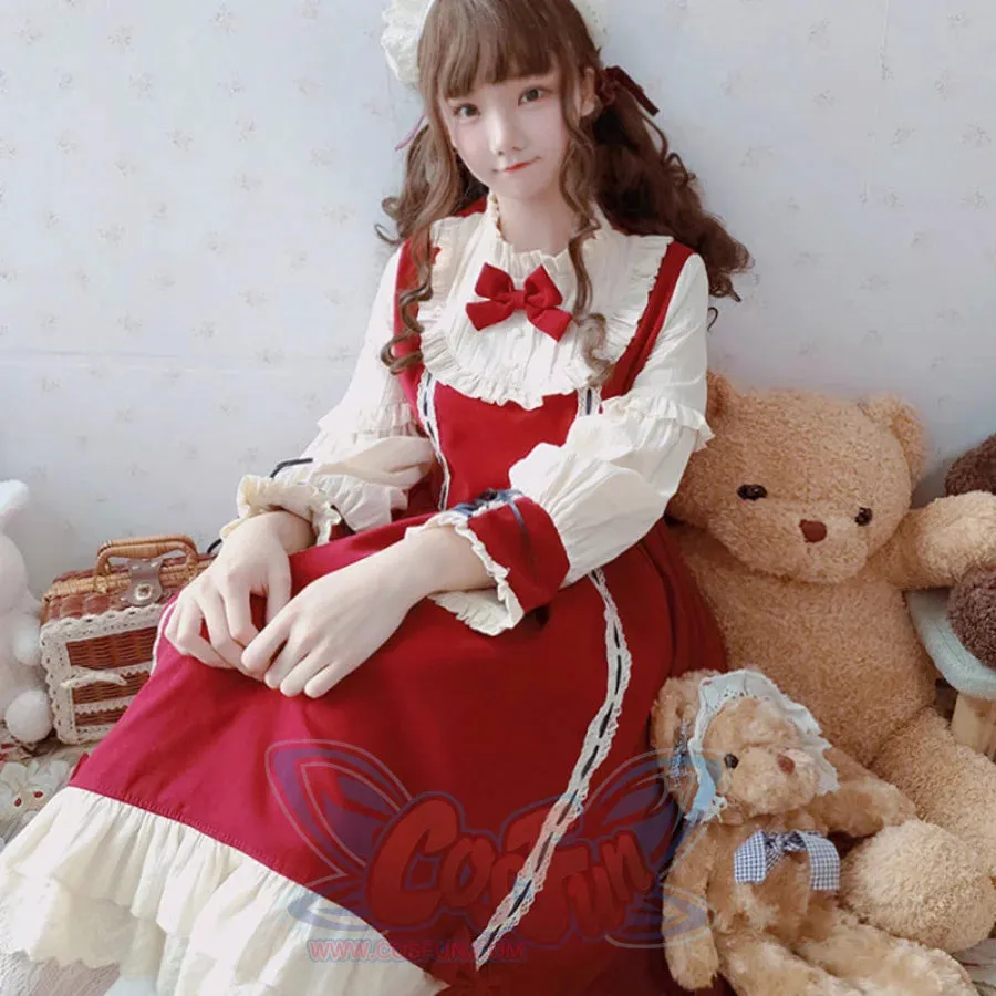 Bride Lolita Dress Kawaii Princess Dress Lolita Skirt Full Set for Kid Girl