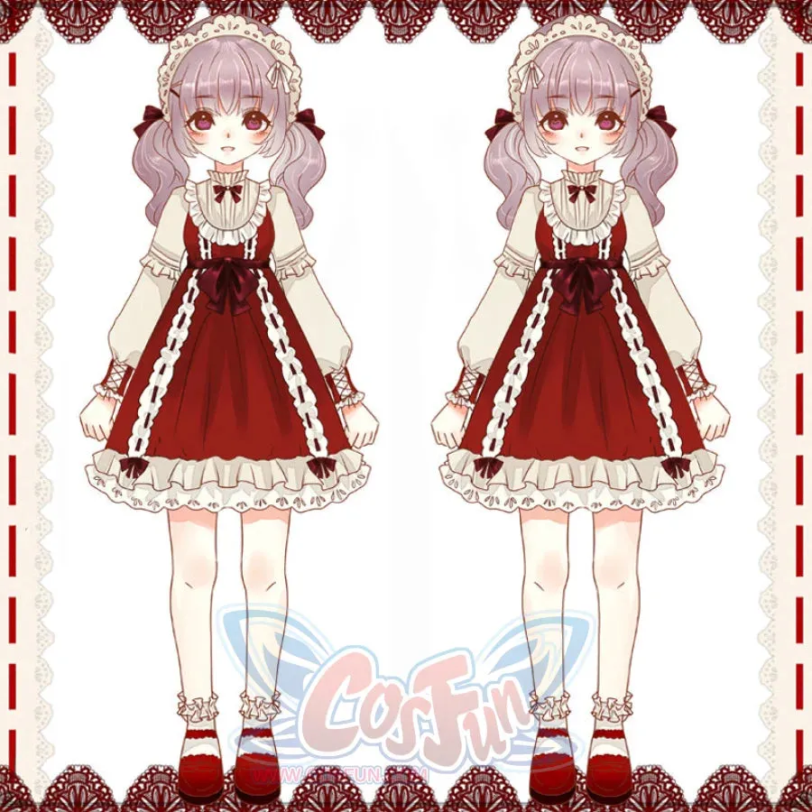 Bride Lolita Dress Kawaii Princess Dress Lolita Skirt Full Set for Kid Girl