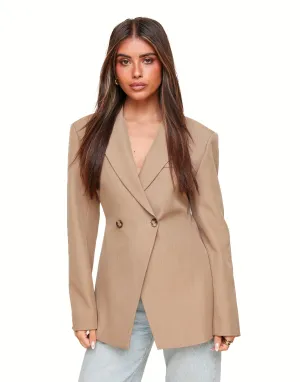 Camel Lange Getailleerde - Blazer