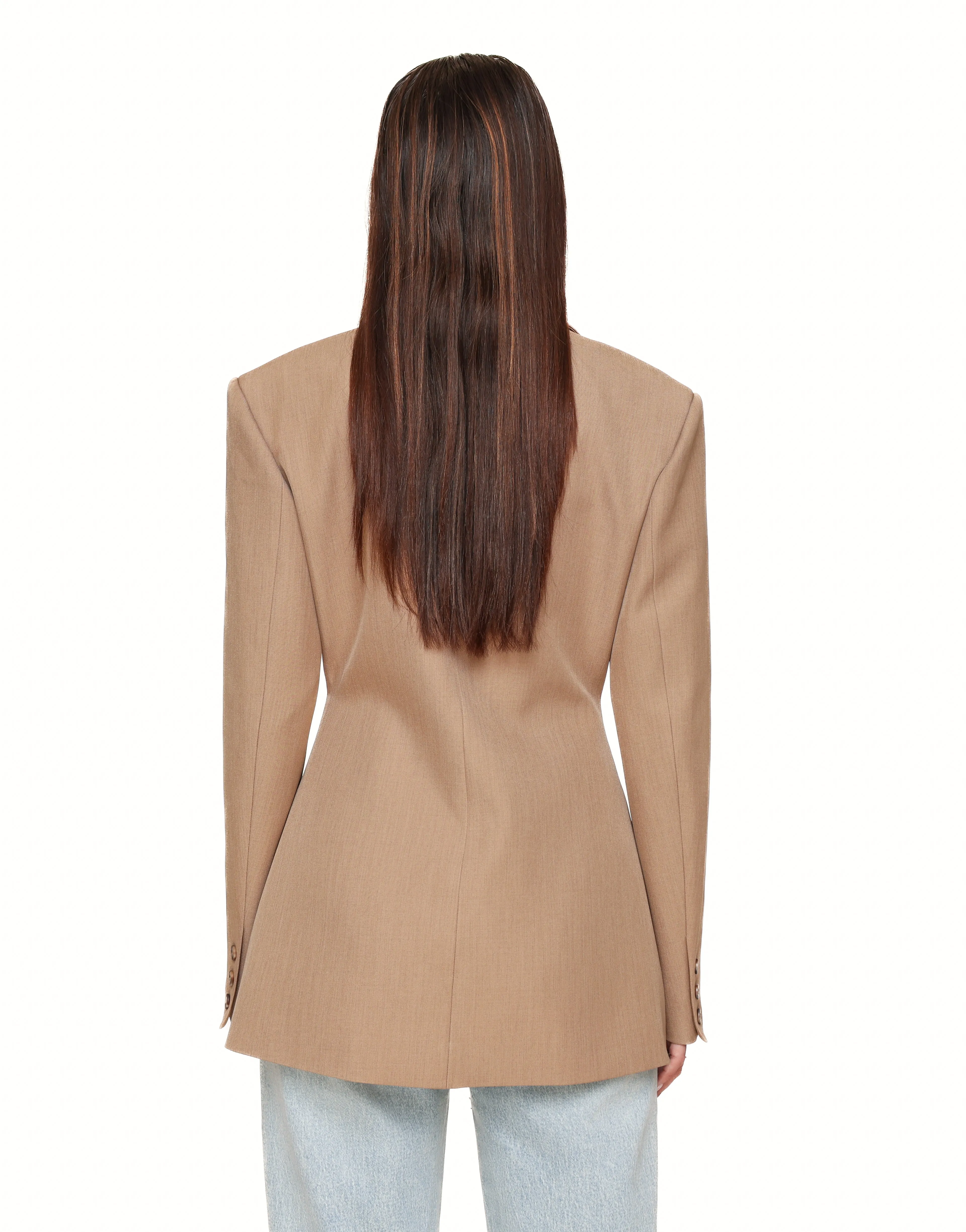 Camel Lange Getailleerde - Blazer