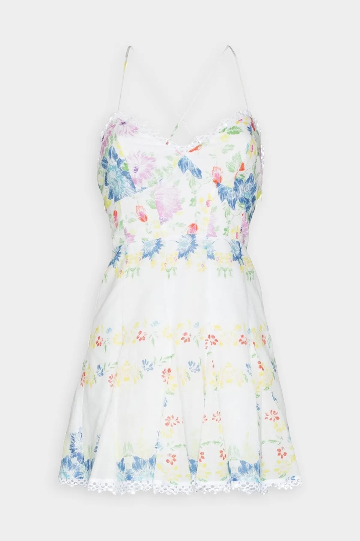 Cania Short Dress in Garden White Print