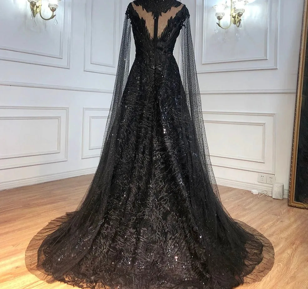Cape Sleeves  Mermaid Evening Gowns Elegant For Woman Party