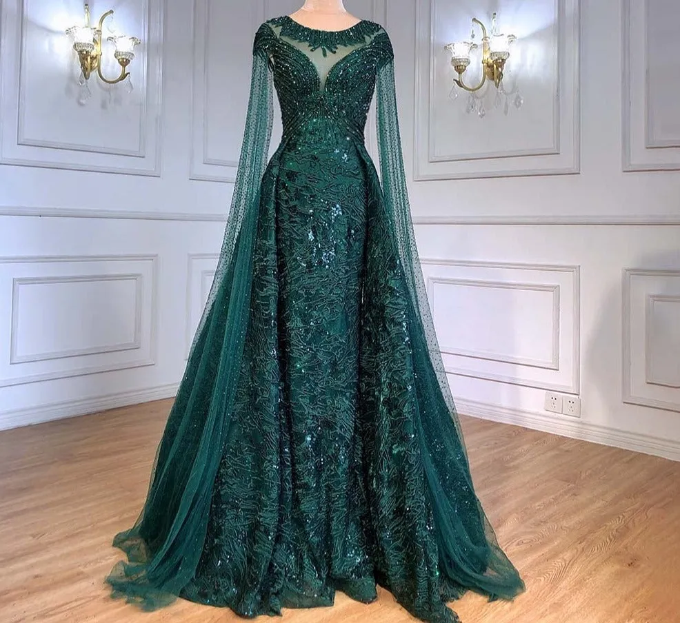 Cape Sleeves  Mermaid Evening Gowns Elegant For Woman Party