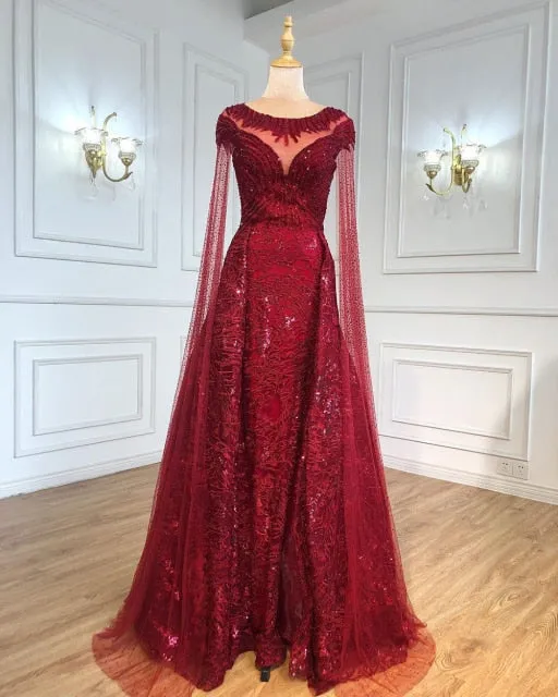 Cape Sleeves  Mermaid Evening Gowns Elegant For Woman Party