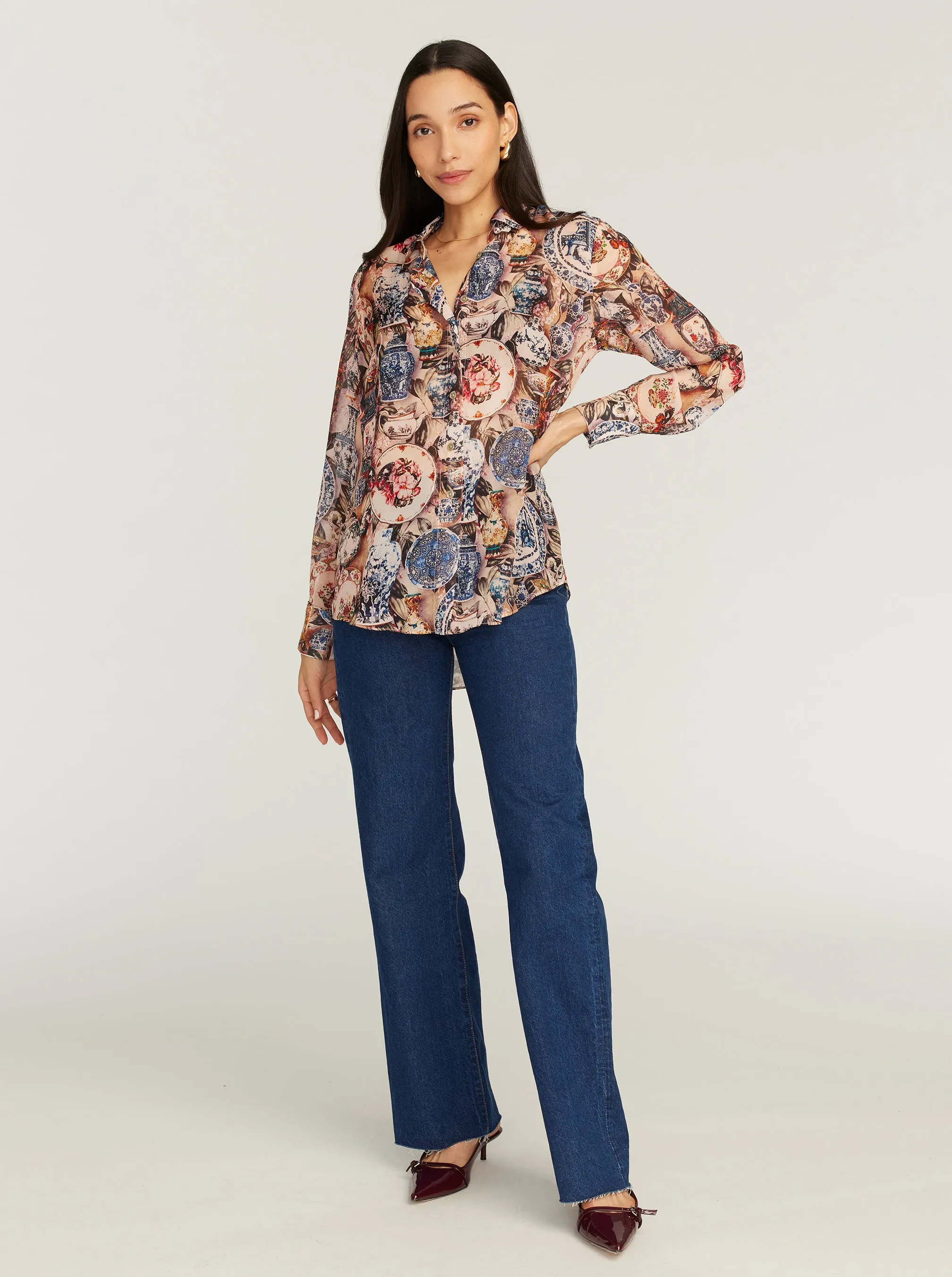 CARRIE LONG SLEEVE BUTTON DOWN SHIRT
