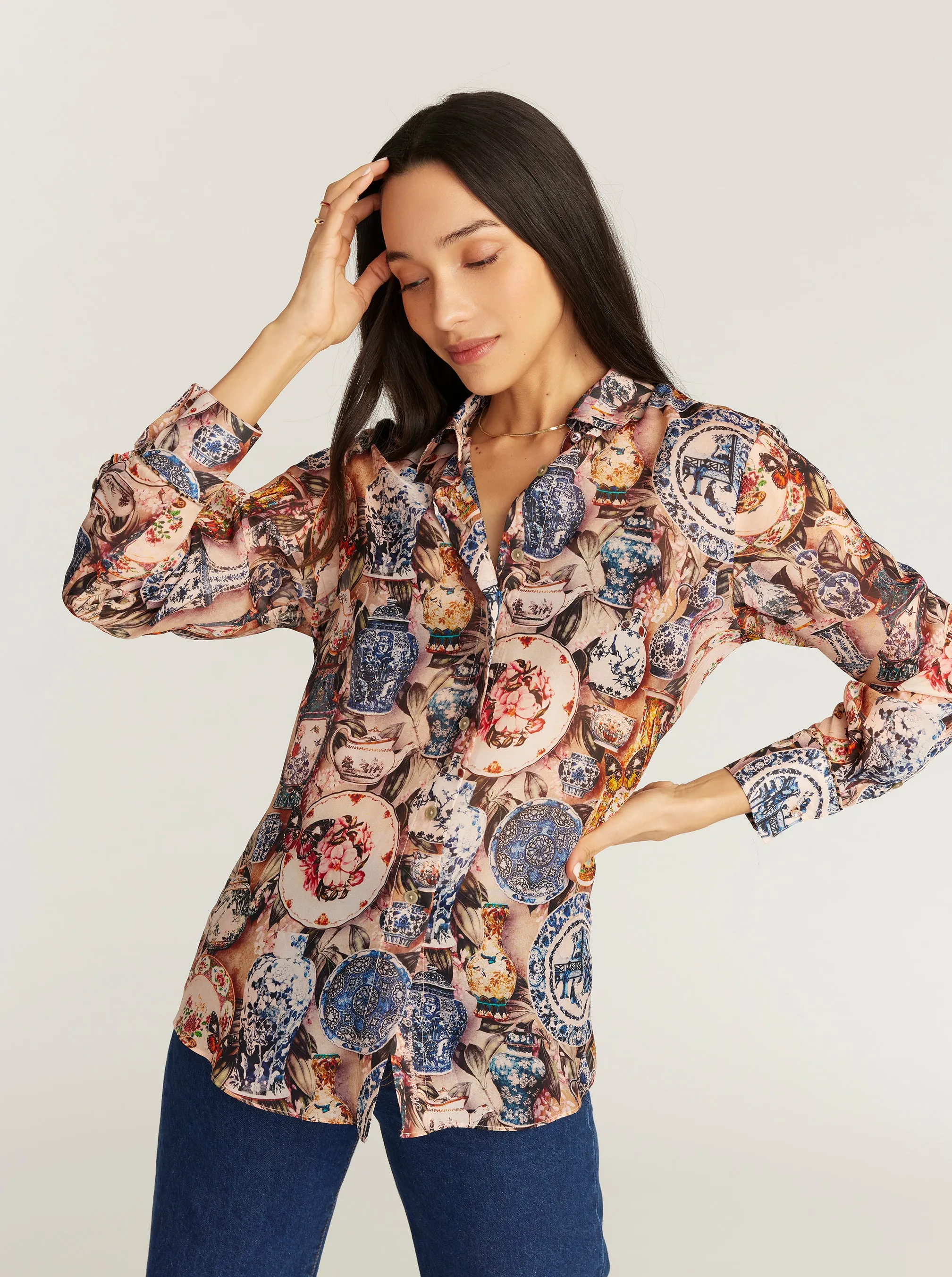 CARRIE LONG SLEEVE BUTTON DOWN SHIRT