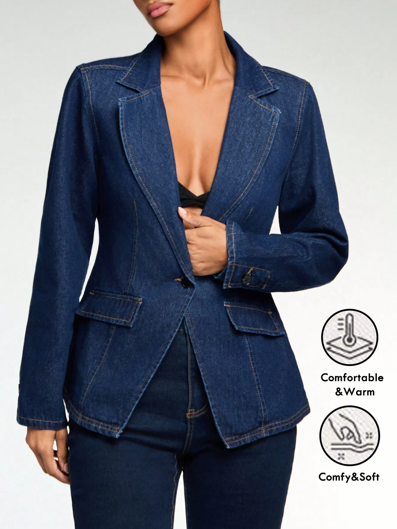 Chaqueta de mezclilla ajustada para mujer  CR