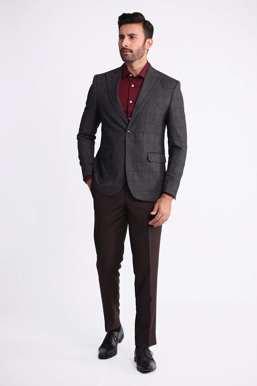 Charcoal Grey Check Coat MC20173-CG