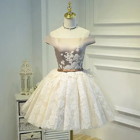Charming Off shoulder Lace Fashion Custom Popular Homecoming Dresses, Short Prom Dress, BD0213