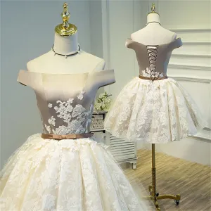 Charming Off shoulder Lace Fashion Custom Popular Homecoming Dresses, Short Prom Dress, BD0213