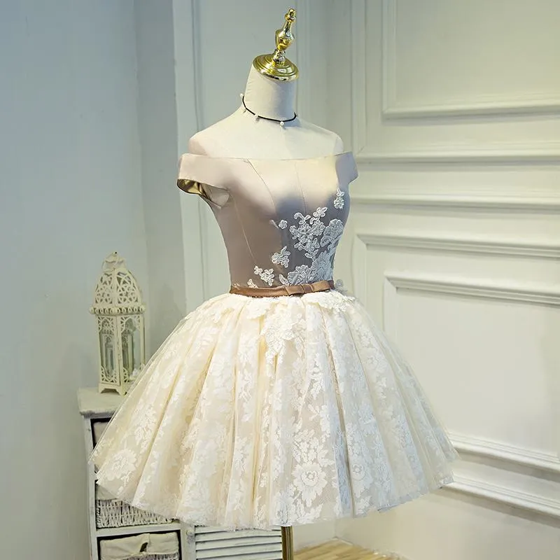 Charming Off shoulder Lace Fashion Custom Popular Homecoming Dresses, Short Prom Dress, BD0213