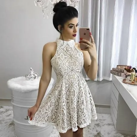 Cheap Modest Junior High Neck Short Full Lace Fitted Homecoming Dresses,BD0248