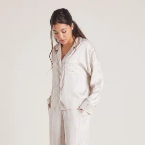 Chemise de Pyjama Satinée à Nœuds - Perle