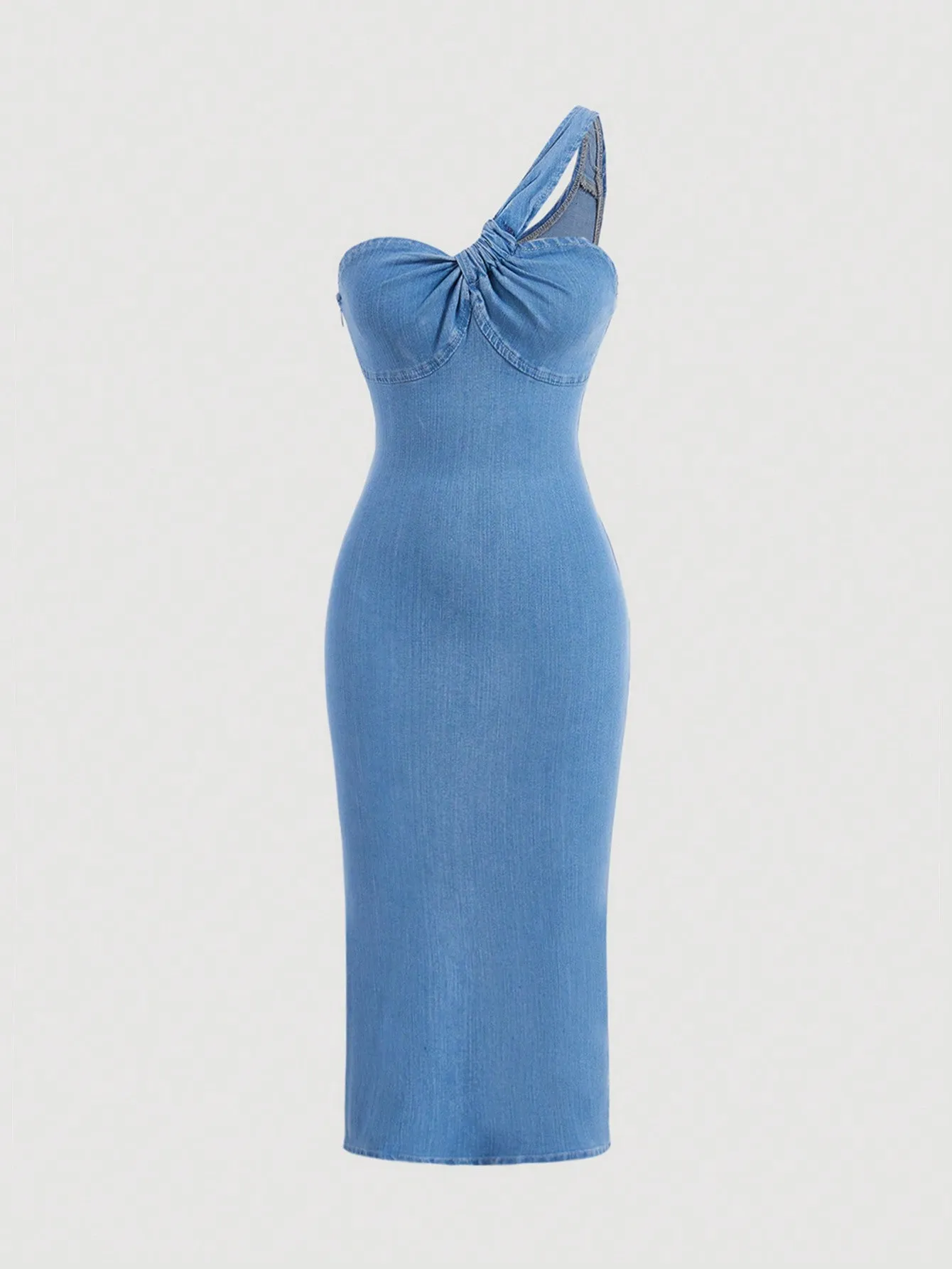 Cherry Vibes Vestido Asimétrico De Mezclilla Azul 💙