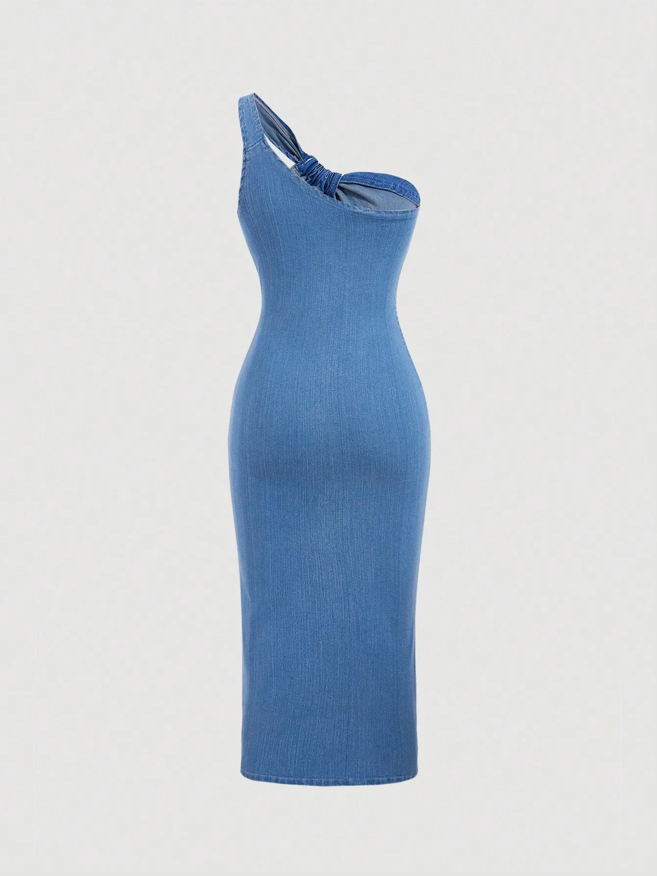Cherry Vibes Vestido Asimétrico De Mezclilla Azul 💙