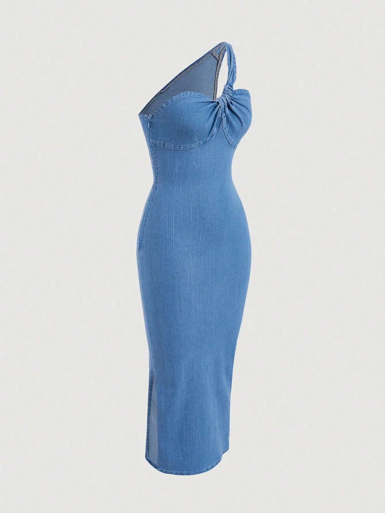 Cherry Vibes Vestido Asimétrico De Mezclilla Azul 💙