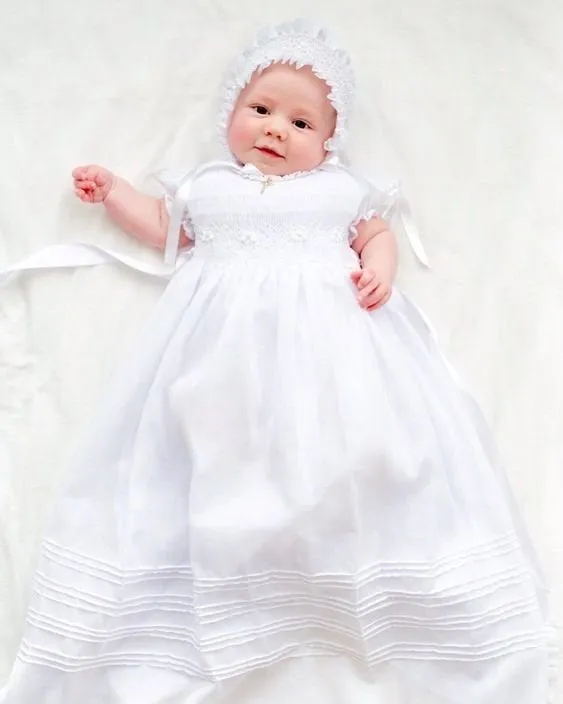 Christening Gown Girls Baptism Gowns Blessing Dresses with hat/bonnet  size 3, 6, 12, 24M #christeninggowns free Personalization