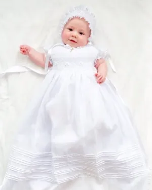 Christening Gown Girls Baptism Gowns Blessing Dresses with hat/bonnet  size 3, 6, 12, 24M #christeninggowns free Personalization