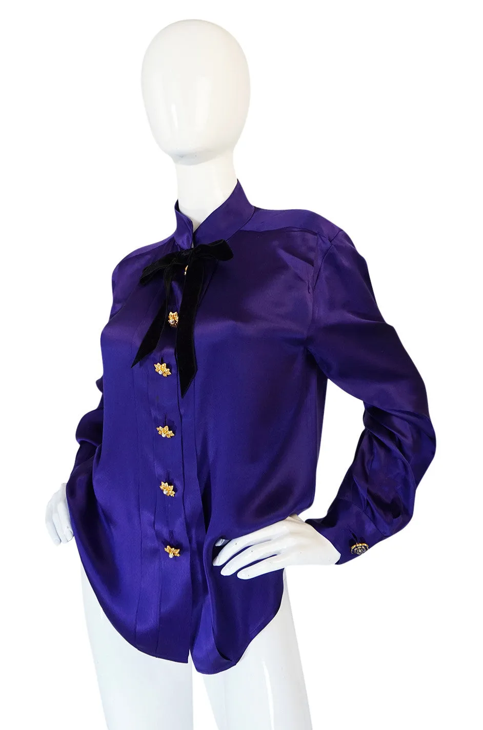 Circa 1988 Yves Saint Laurent Silk Satin Purple Top