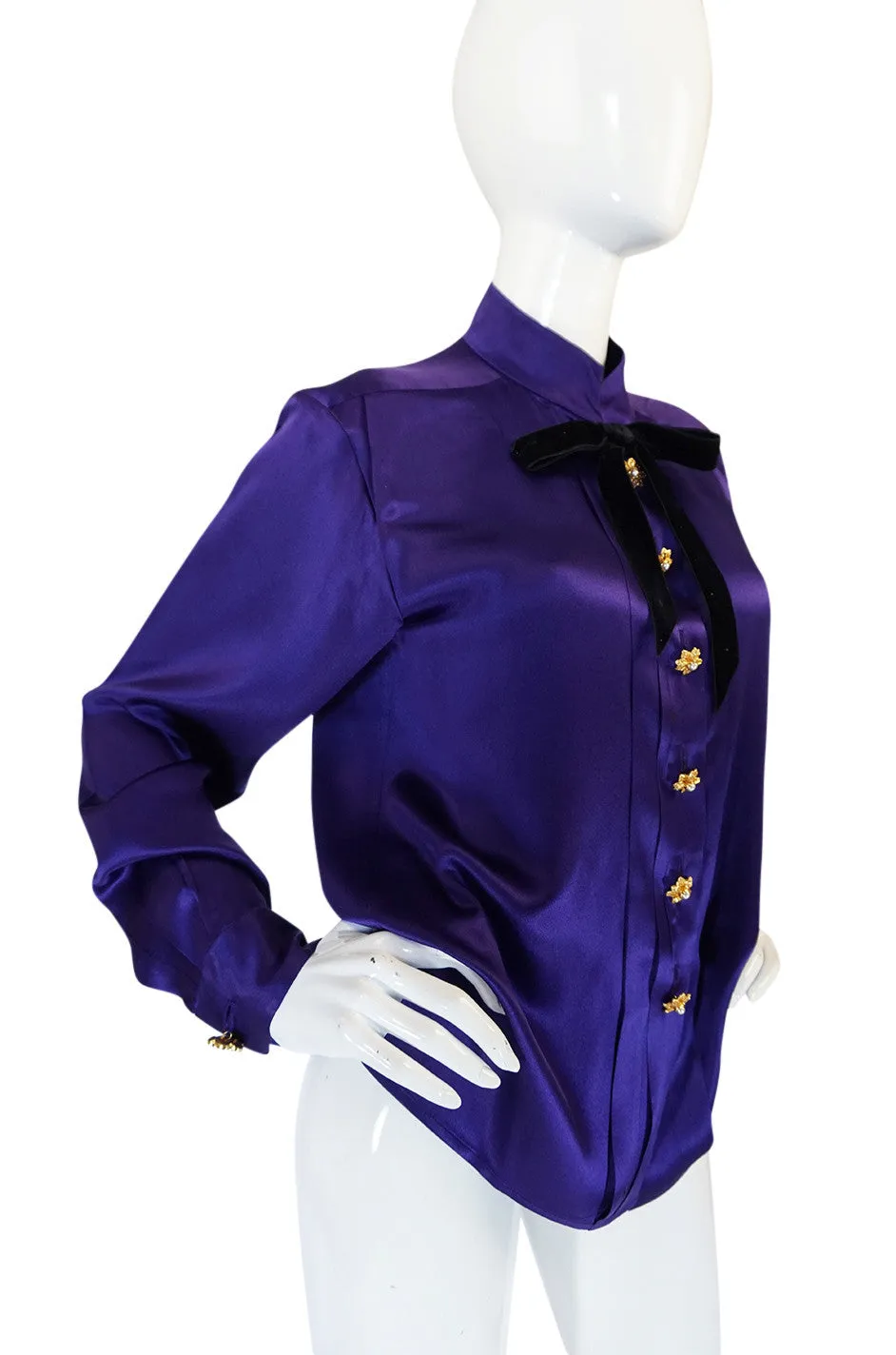 Circa 1988 Yves Saint Laurent Silk Satin Purple Top