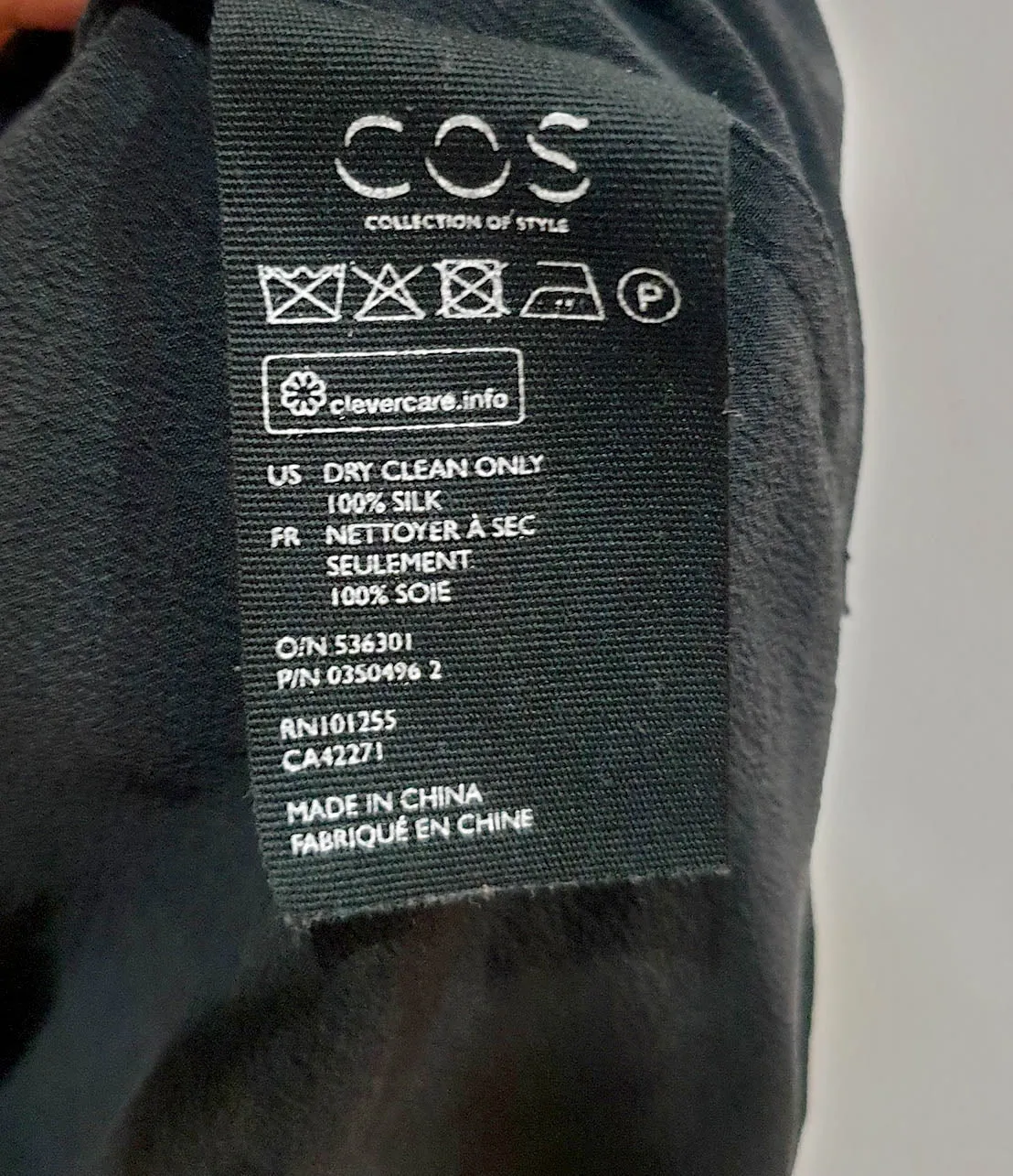 COS black 100% silk top size S, generous fit (best fits 12-14)