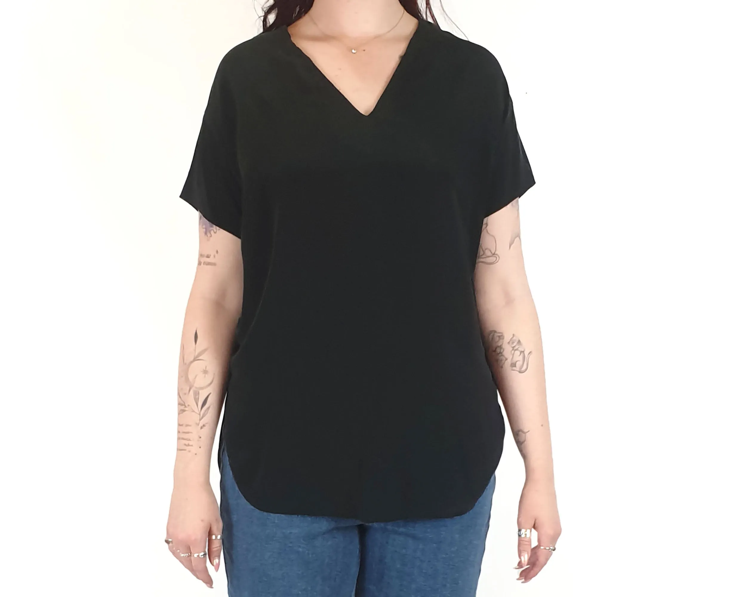 COS black 100% silk top size S, generous fit (best fits 12-14)