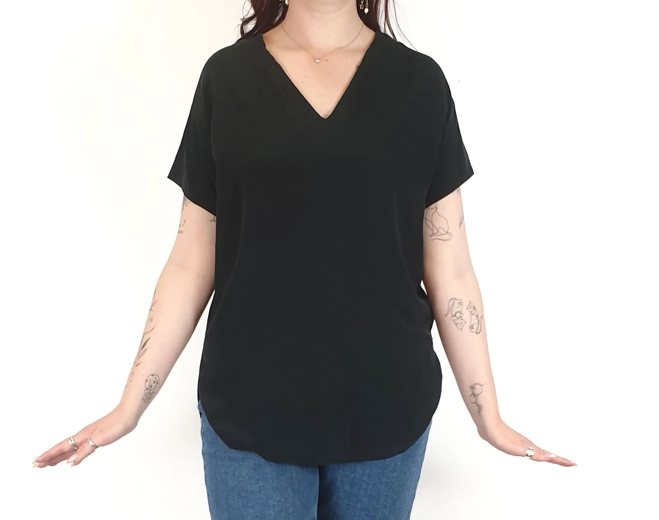 COS black 100% silk top size S, generous fit (best fits 12-14)