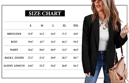 CRAZY GRID Women Business Casual Blazer Work Professional Office Blazer Jacket Ladies Buttons Long Sleeve Fashion Suit Jacket L Black