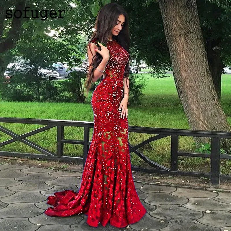 Cryatals Lace Saudi Arabic Dress
