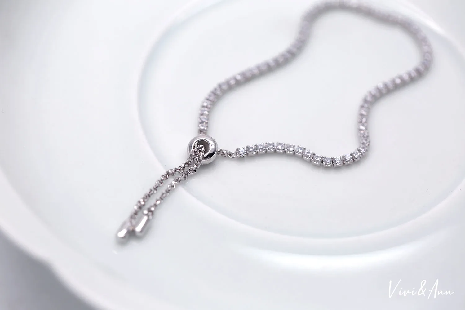 Crystal Diamond Tennis Bracelet 18K Gold Over Sterling Silver
