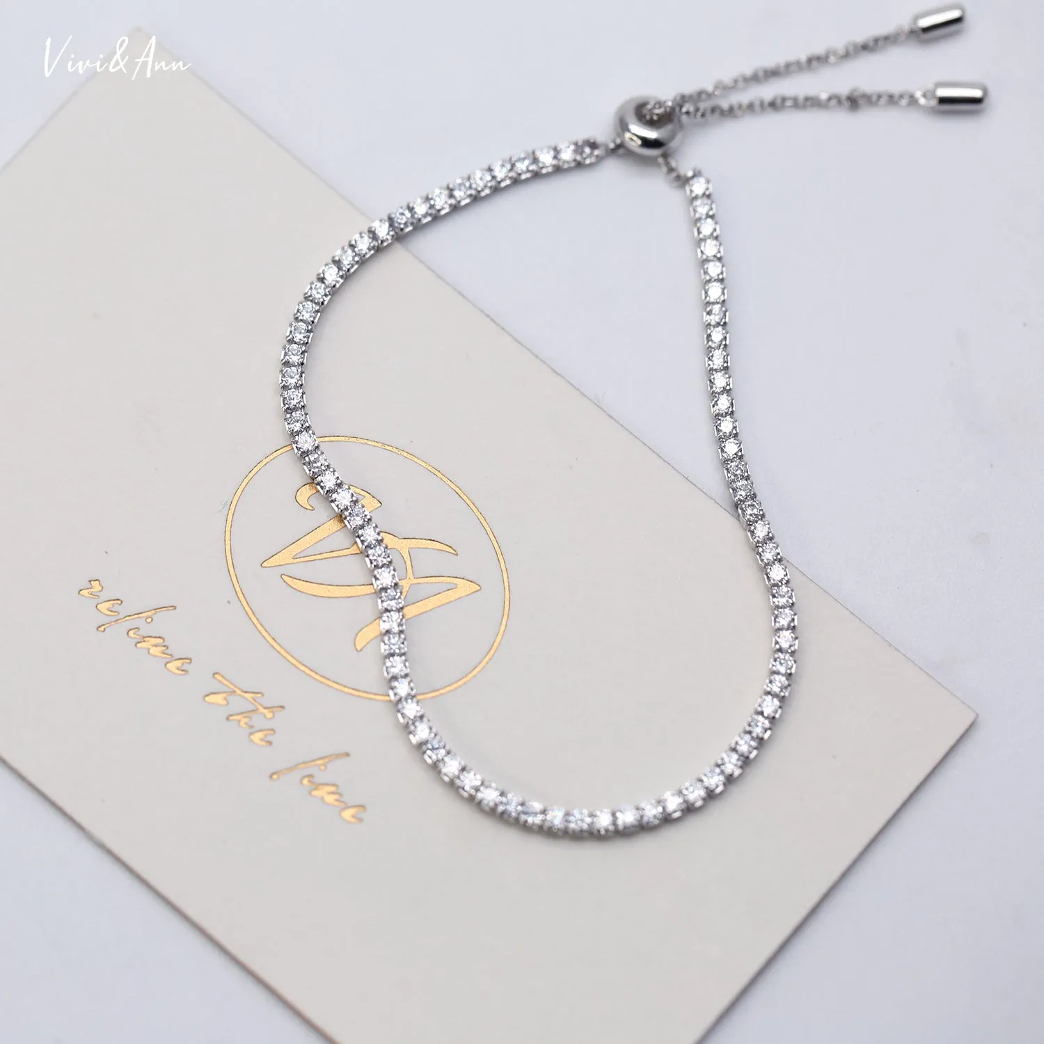 Crystal Diamond Tennis Bracelet 18K Gold Over Sterling Silver