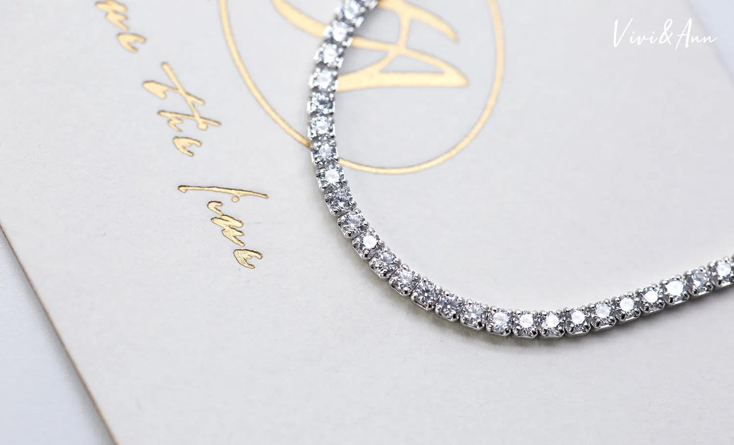 Crystal Diamond Tennis Bracelet 18K Gold Over Sterling Silver