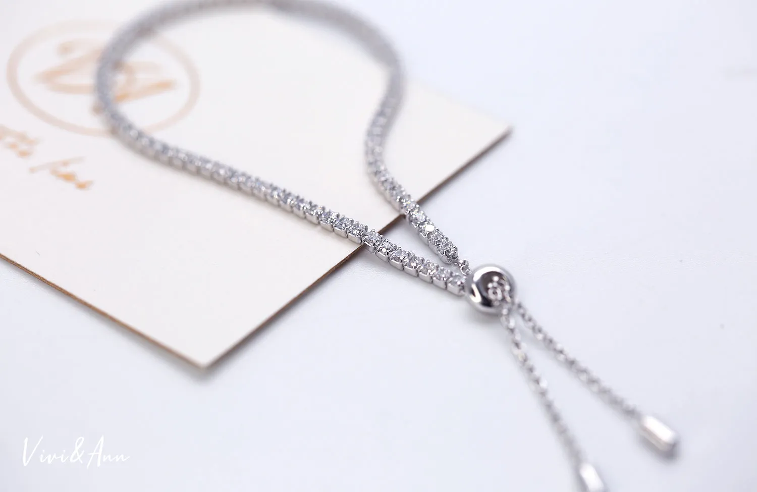 Crystal Diamond Tennis Bracelet 18K Gold Over Sterling Silver