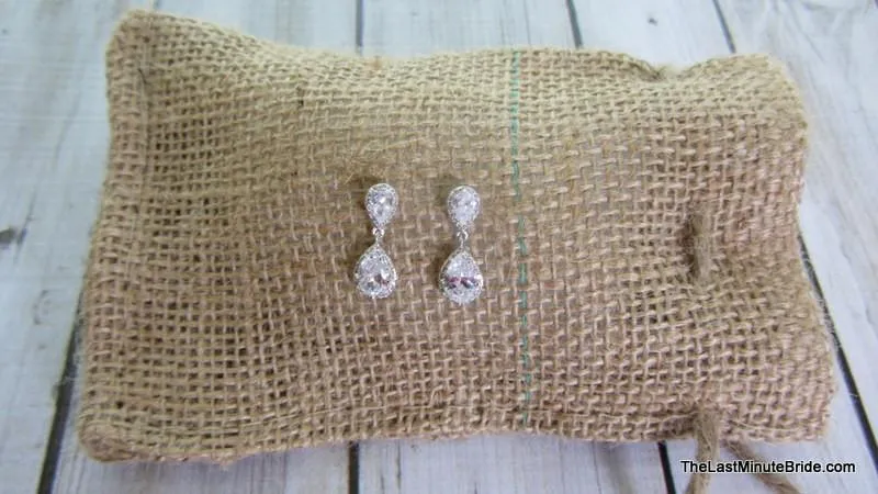 Cubic Zirconia Tear Drop Dangle Earrings