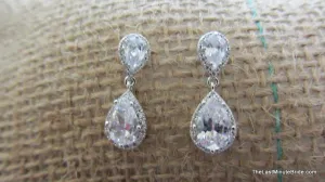 Cubic Zirconia Tear Drop Dangle Earrings