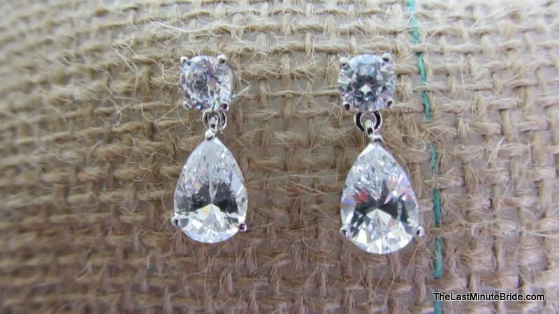 Cubic Zirconia Tear Drop Dangle Posts 560702