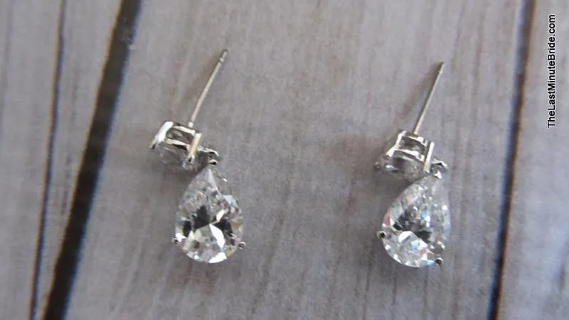Cubic Zirconia Tear Drop Dangle Posts 560702