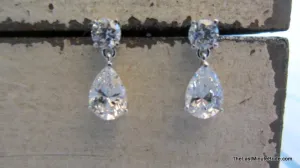 Cubic Zirconia Tear Drop Dangle Posts 560702