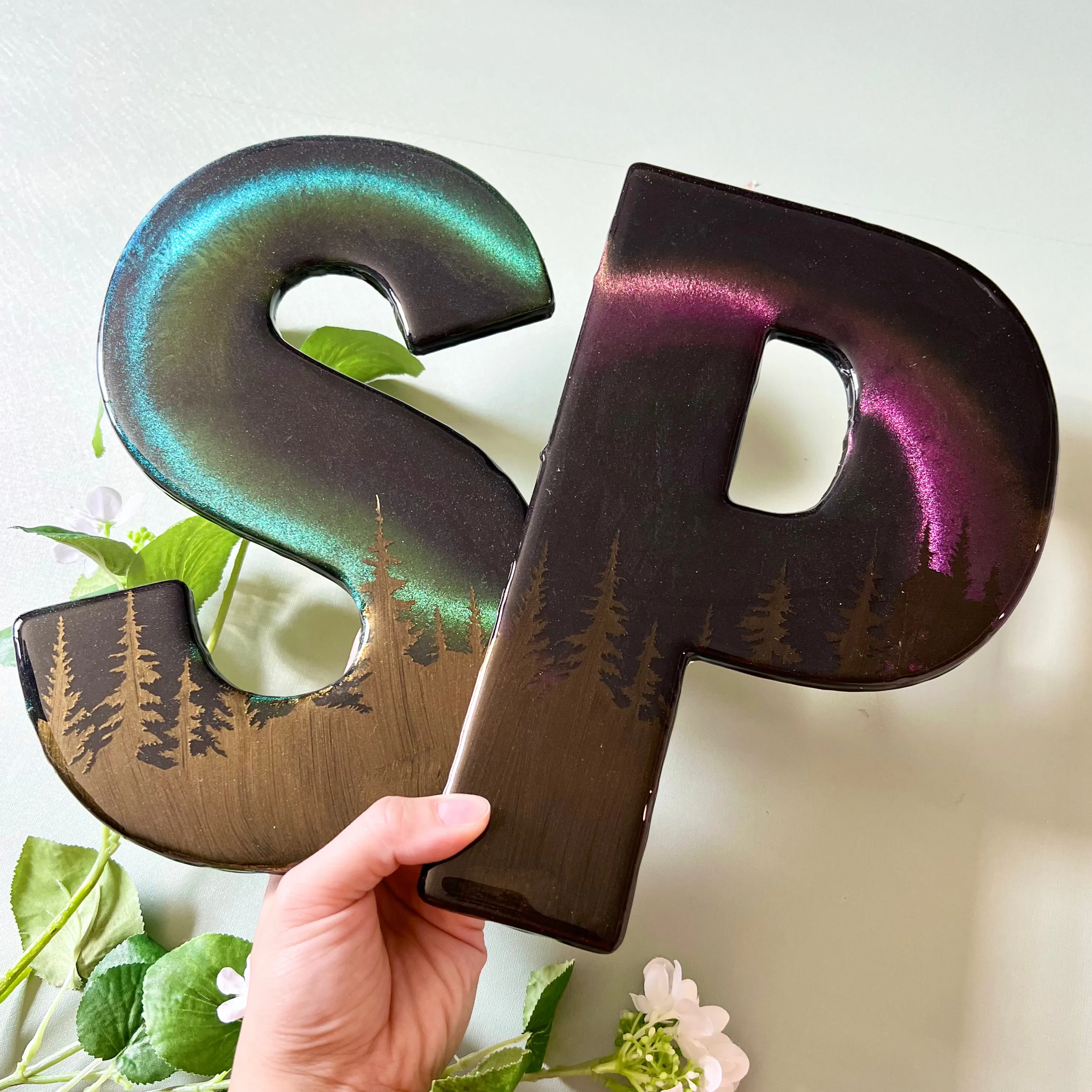 Custom Northern Lights Design Letters - Made to Order