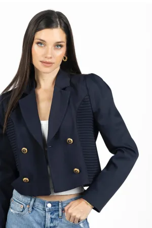 Diana Cropped Women Blazer In Navy Blue