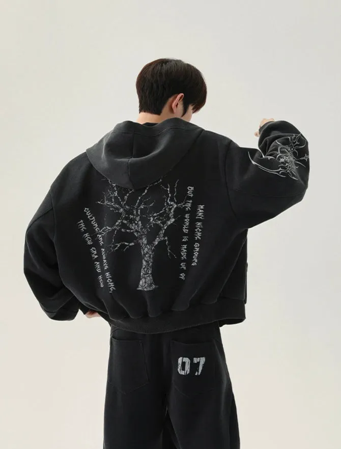 Distressed Graphic Hoodie and Pants Set