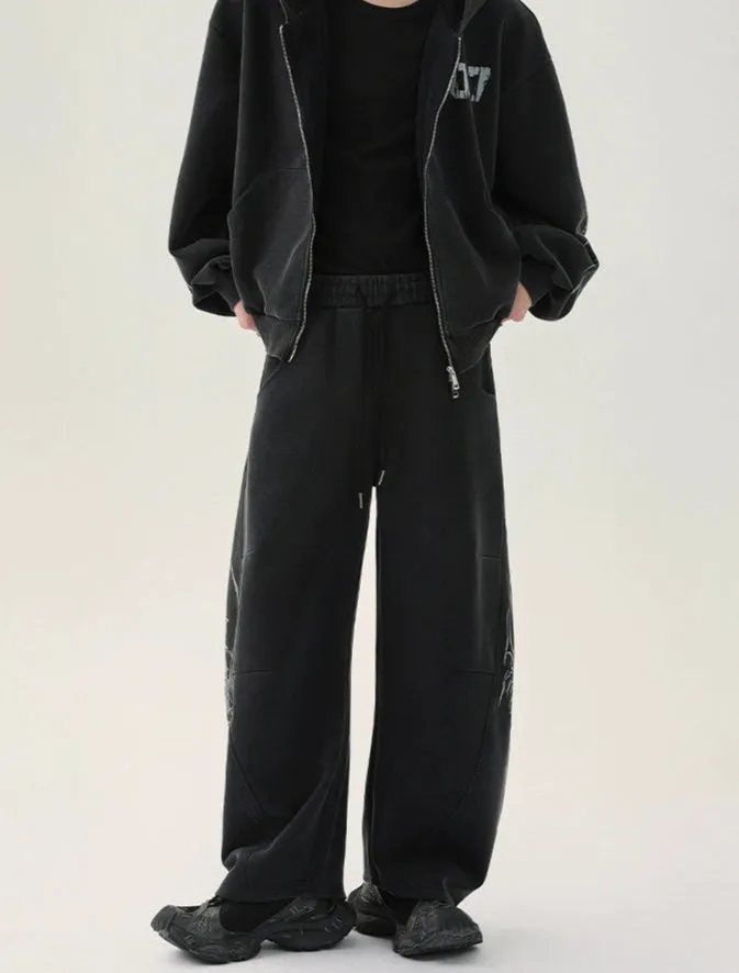 Distressed Graphic Hoodie and Pants Set