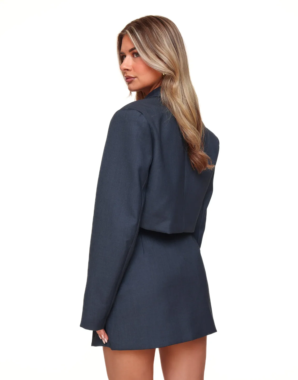 Donkerblauwe Cropped LS - Blazer