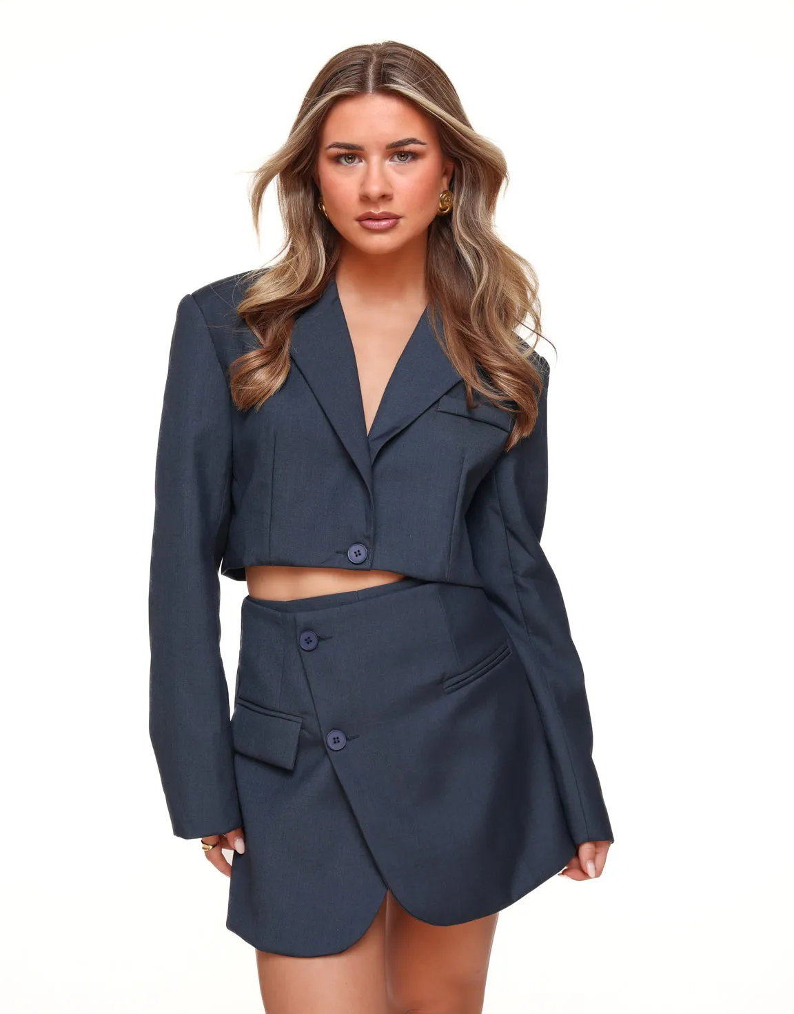 Donkerblauwe Cropped LS - Blazer